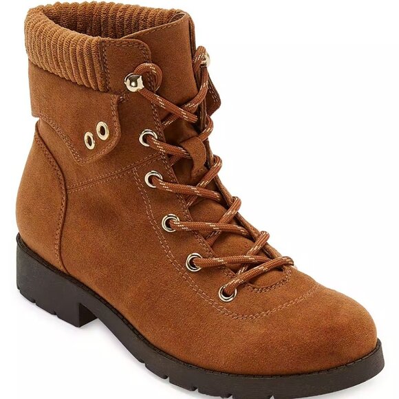 St. John's Bay Womens Yukka Lace Up Booties Block Heel Size 10M - Picture 1 of 4